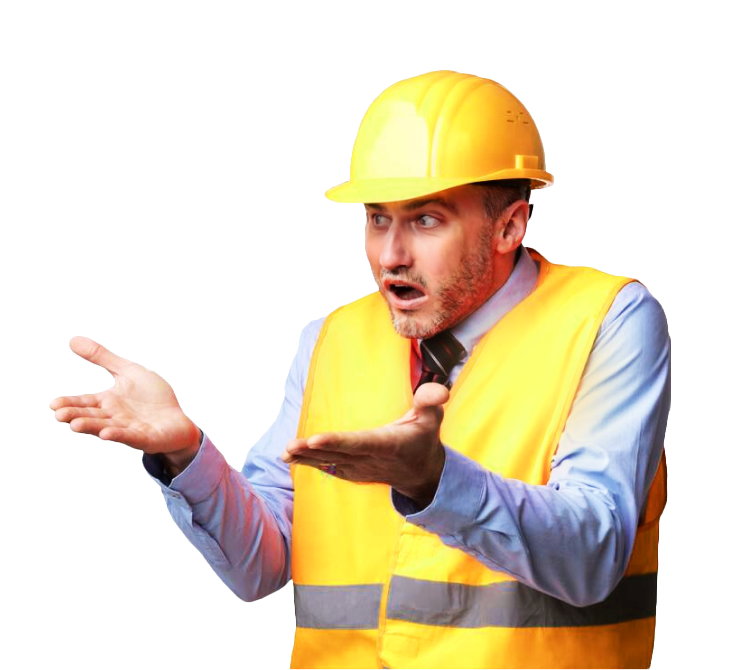 Construction worker indicating loss of connection